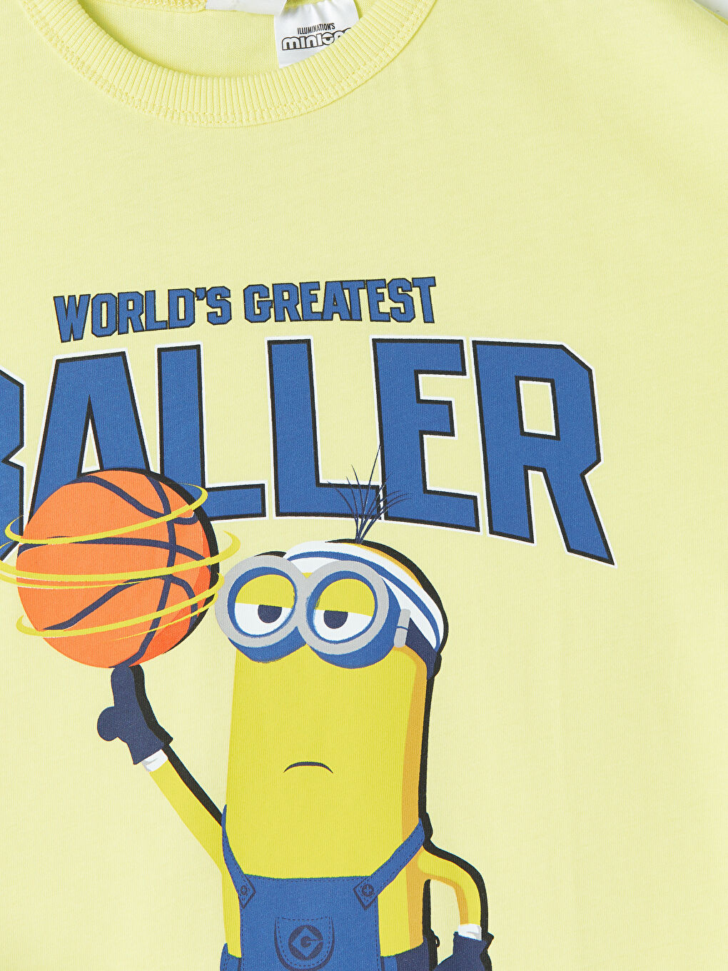 Sarı Bisiklet Yaka Minions Baskılı Erkek Çocuk Tişört-1