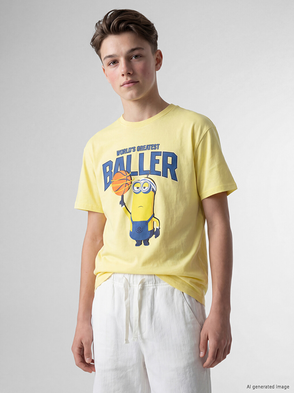 Crew Neck Minions Printed Boys' T-Shirt-1
