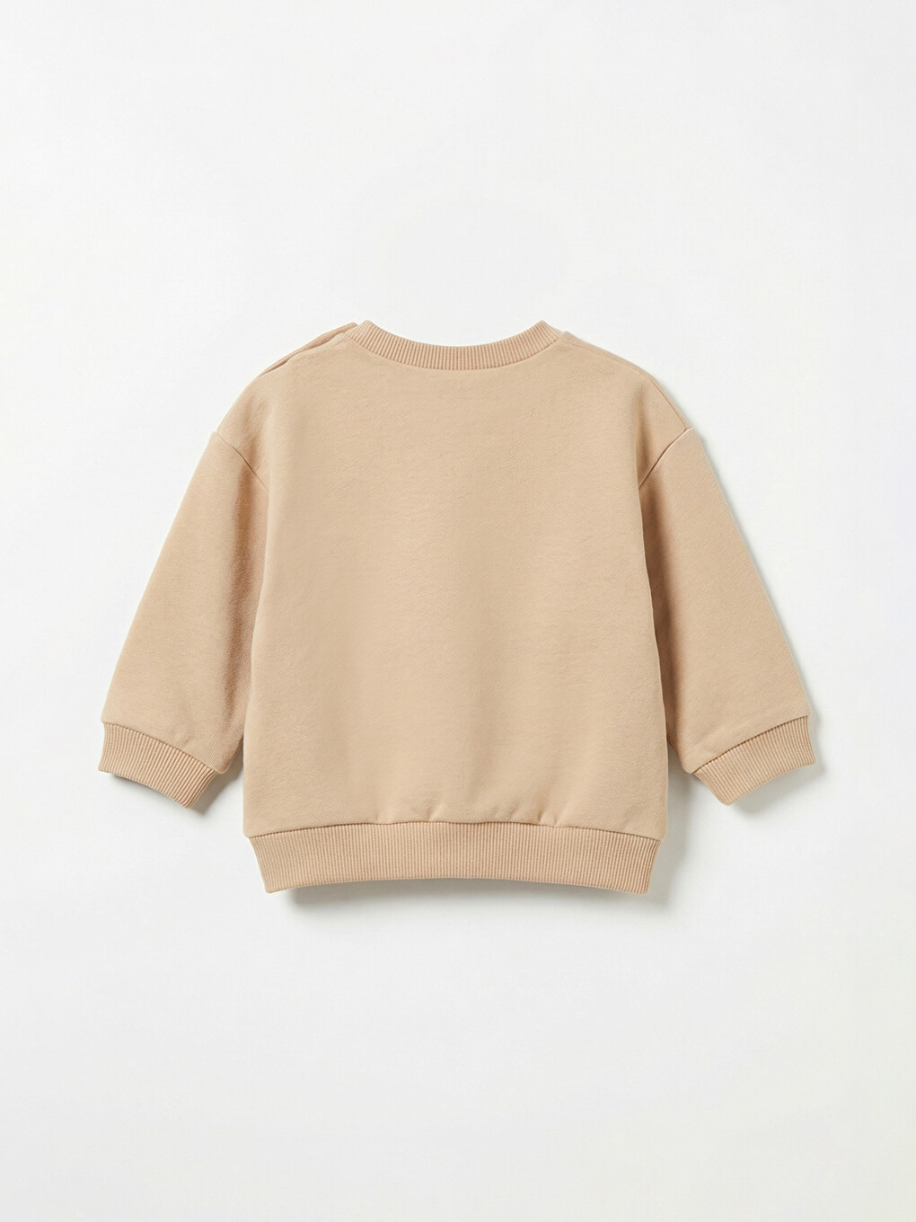 Bej Mickey Mouse Baskılı Erkek Bebek Sweatshirt-1