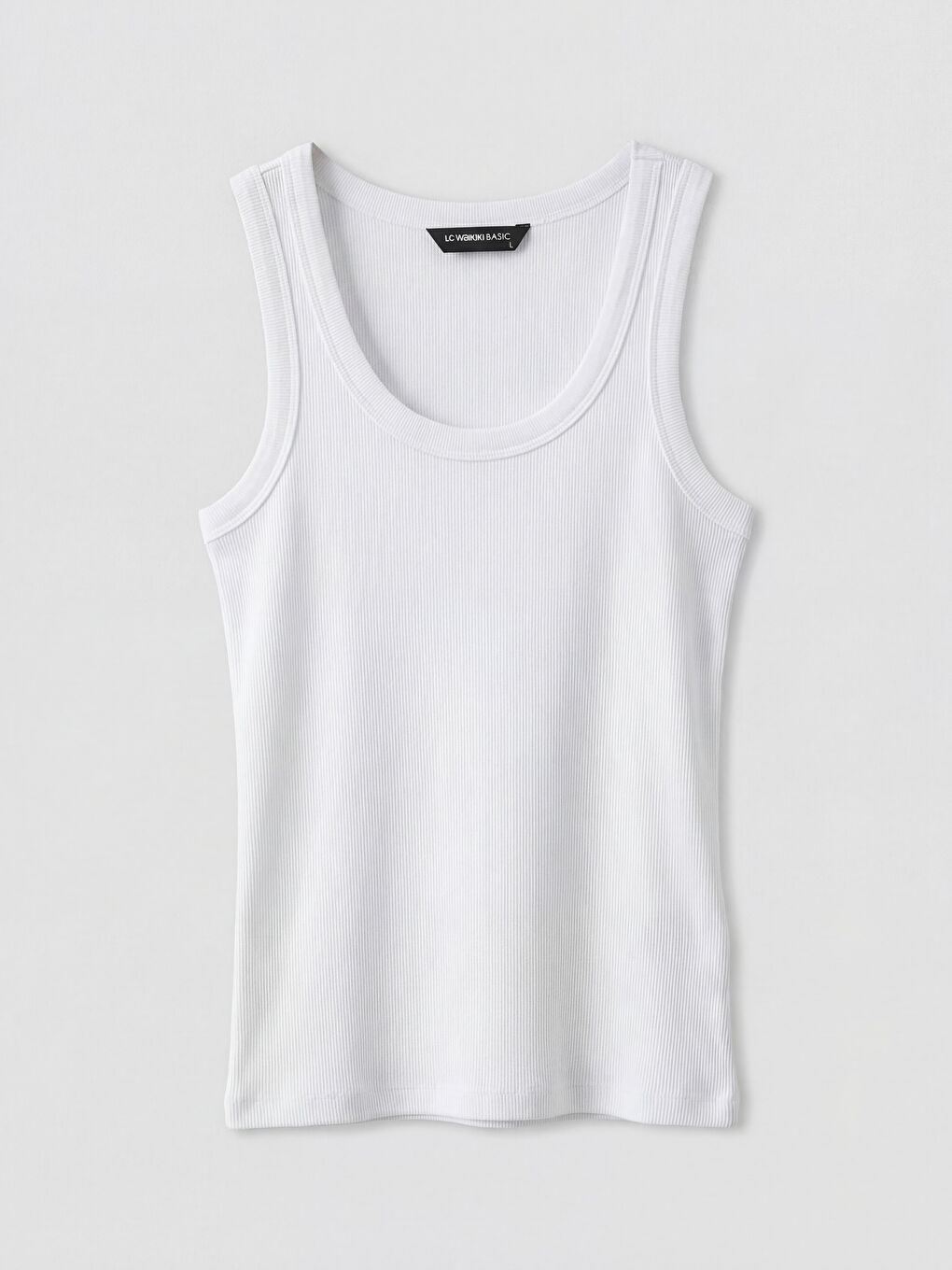 Beyaz U Yaka Kadın Fitilli Atlet-4