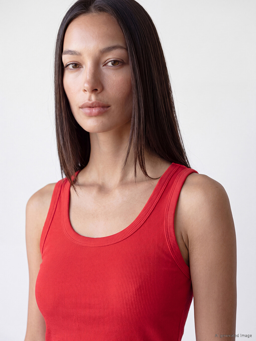 U Neck Women's Ribbed Tank Top-2