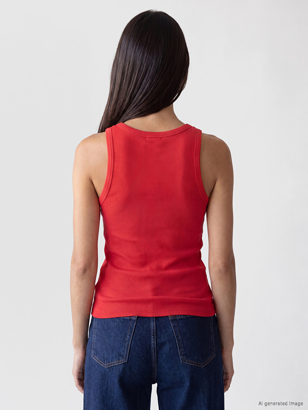 U Neck Women's Ribbed Tank Top-3