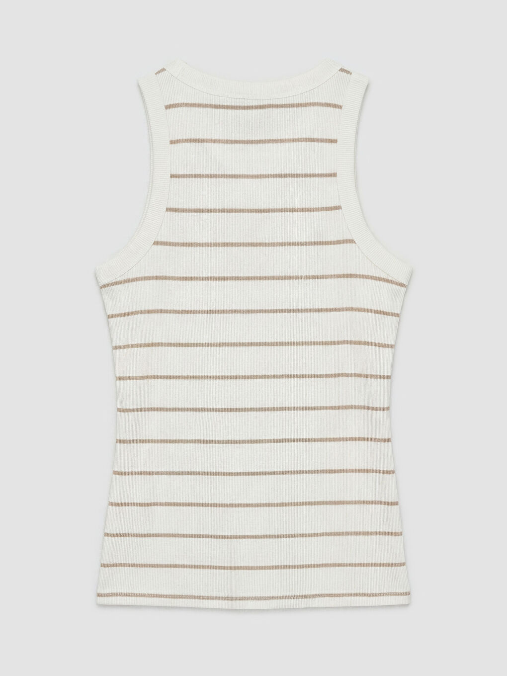 Bej Bisiklet Yaka Çizgili Kadın Atlet-1