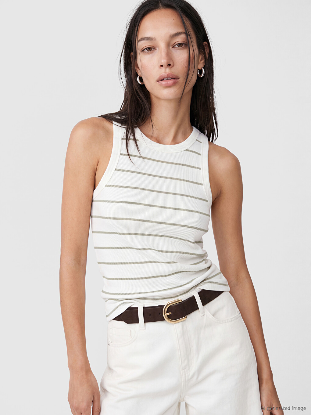 Crew Neck Striped Women's Tank Top