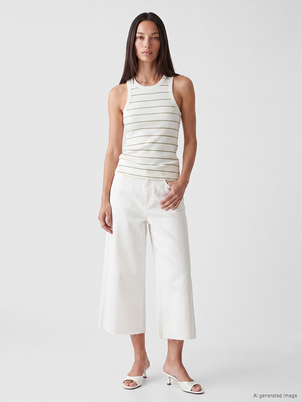 Crew Neck Striped Women's Tank Top-1
