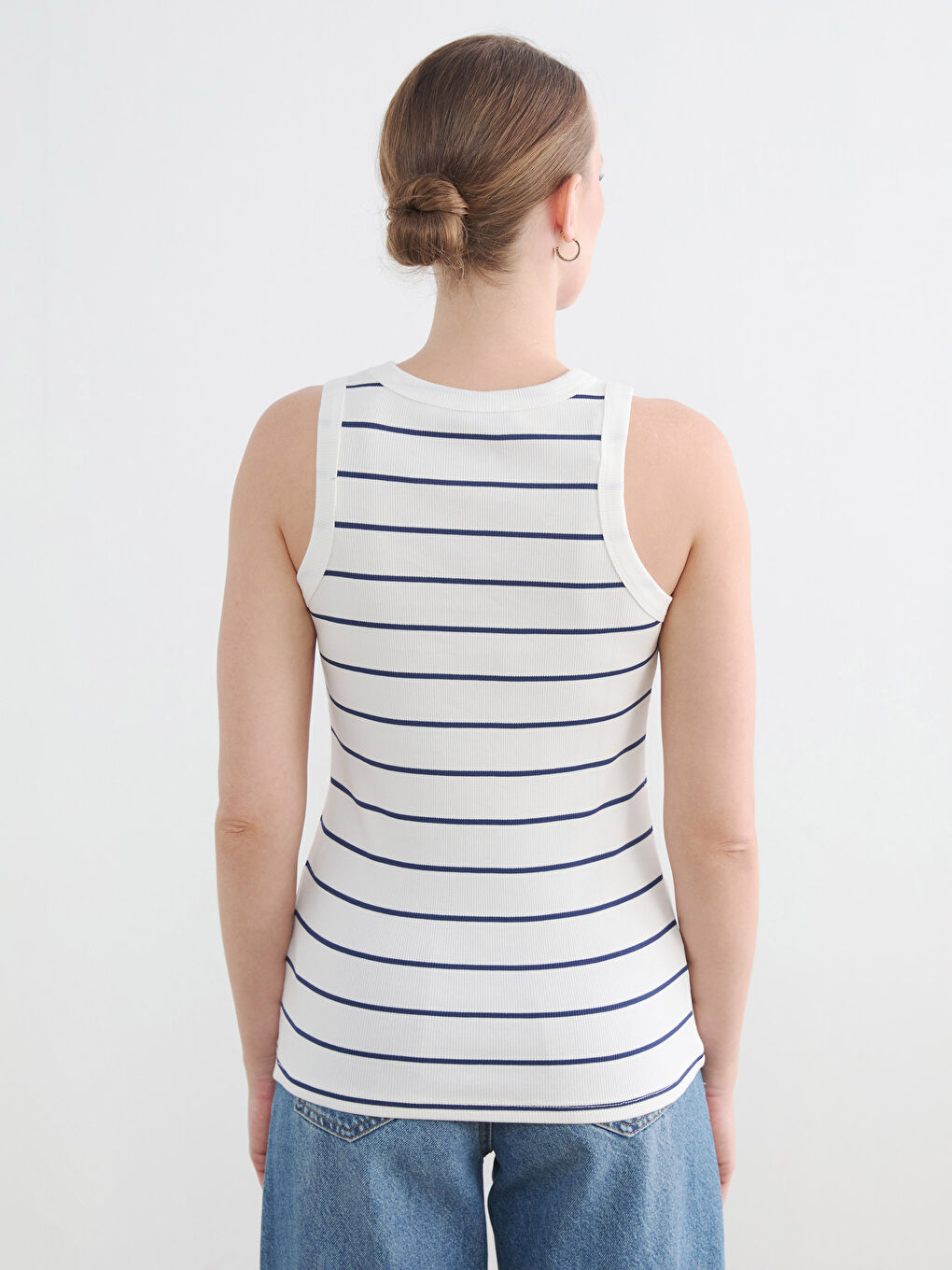 Lacivert Bisiklet Yaka Çizgili Kadın Atlet-3