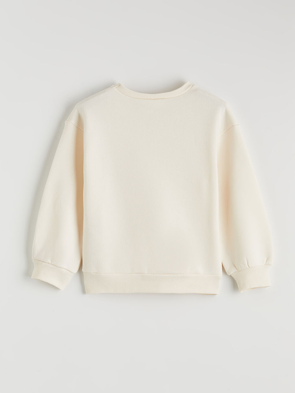 Ekru Bisiklet Yaka Capyfun Baskılı Kız Çocuk Kalın Sweatshirt-3