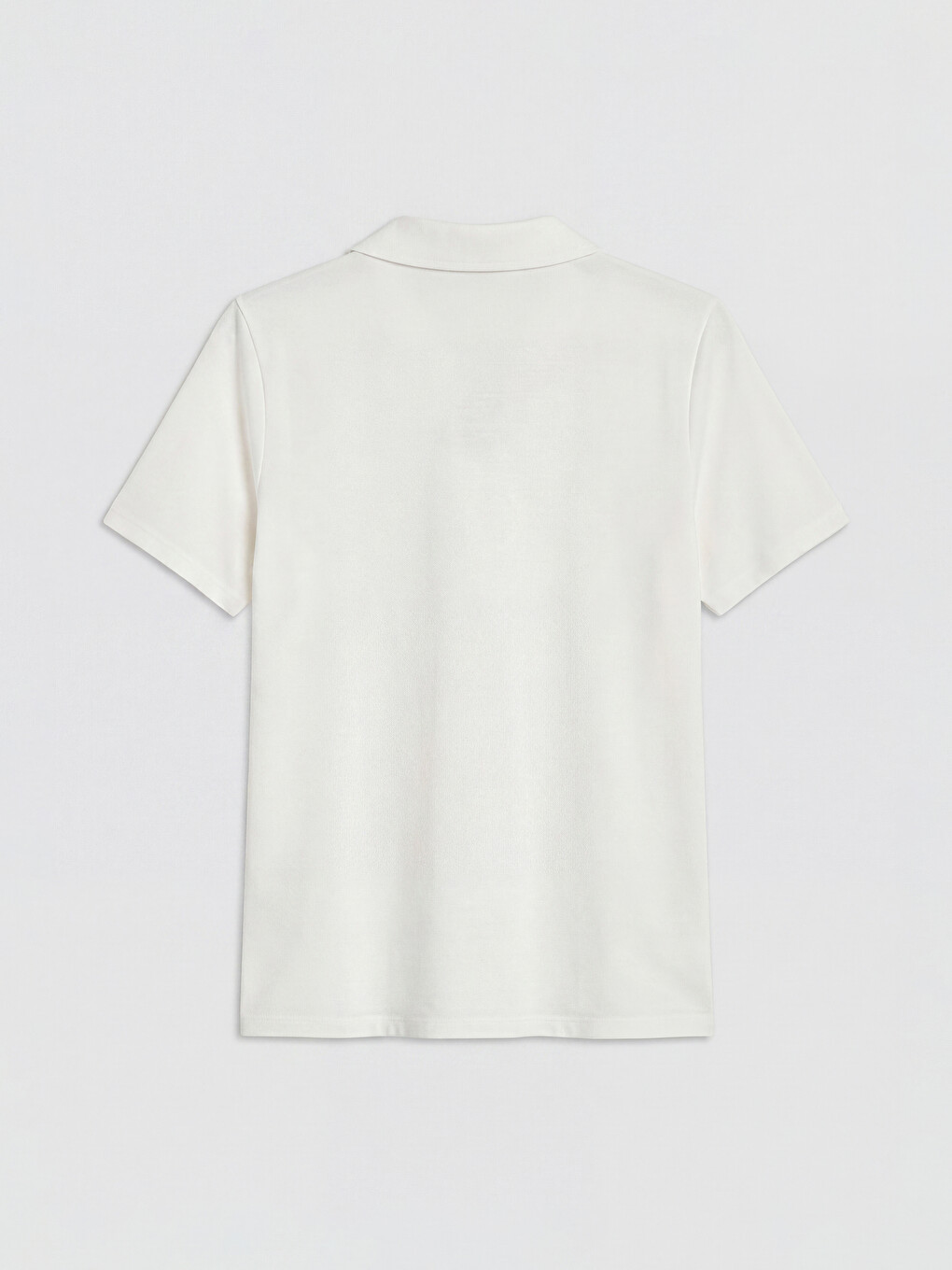 Ekru Polo Yaka Nakışlı Kadın Tişört-5