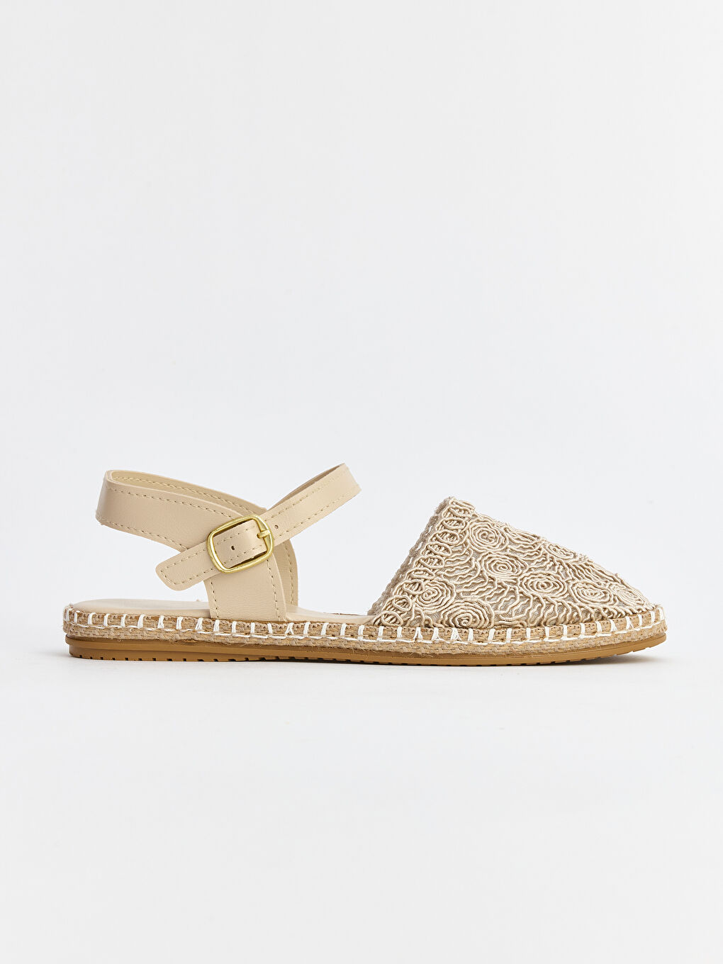 Bej Deri Görünümlü Kadın Sandalet-1