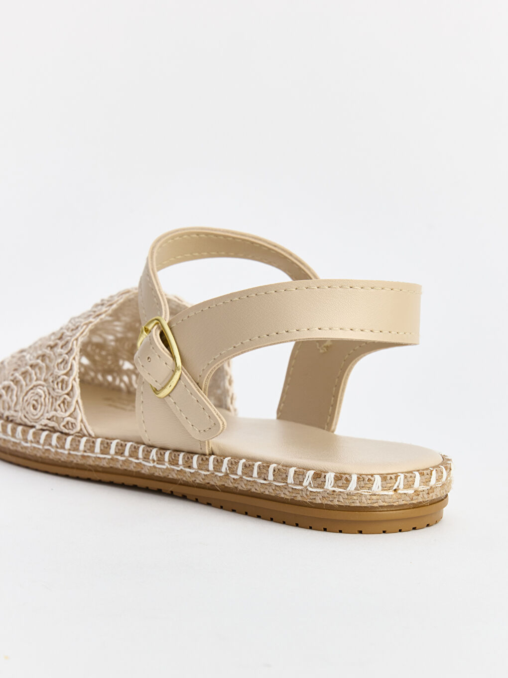 Bej Deri Görünümlü Kadın Sandalet-4