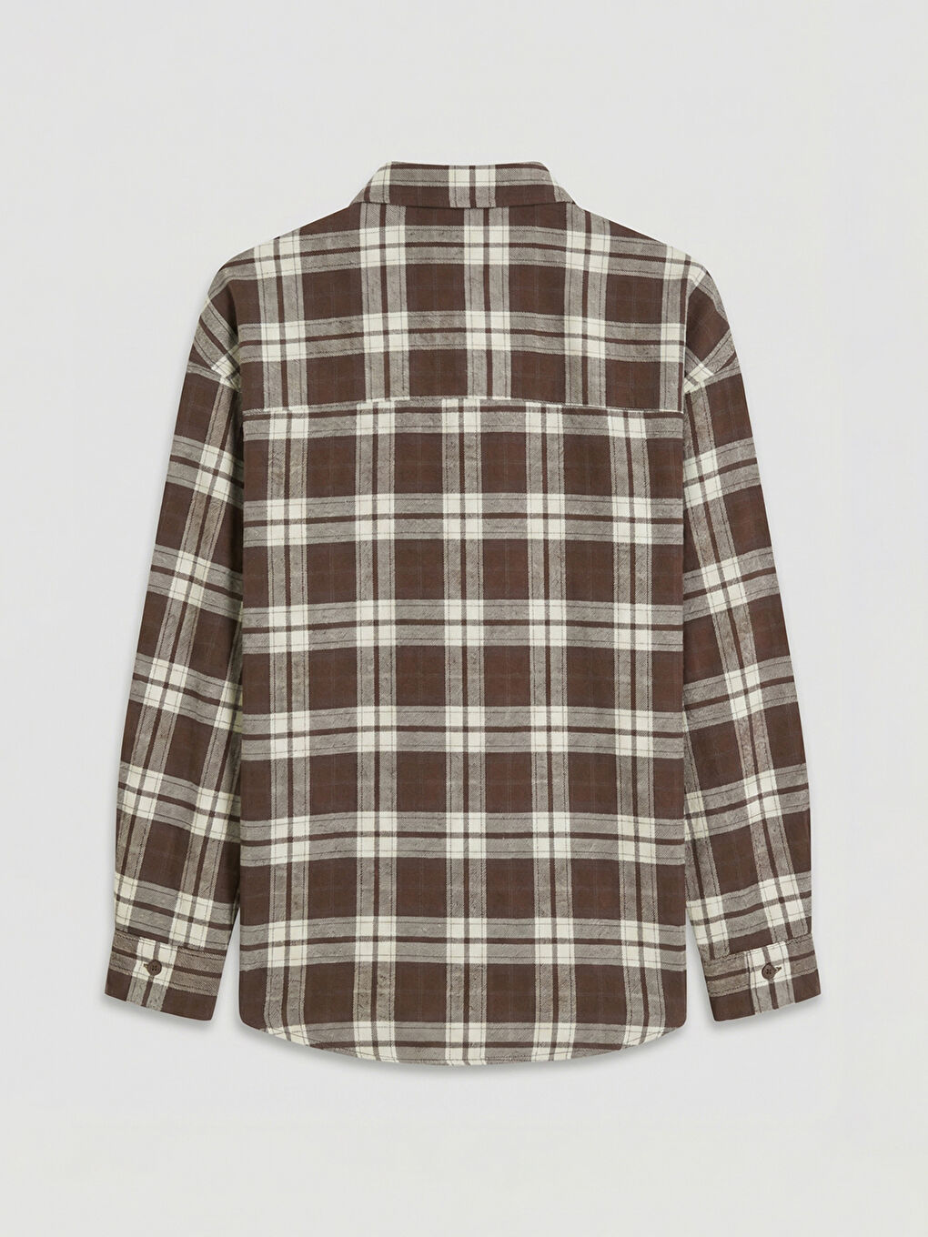 Kahverengi Ekose Oversize Kadın Gömlek-1