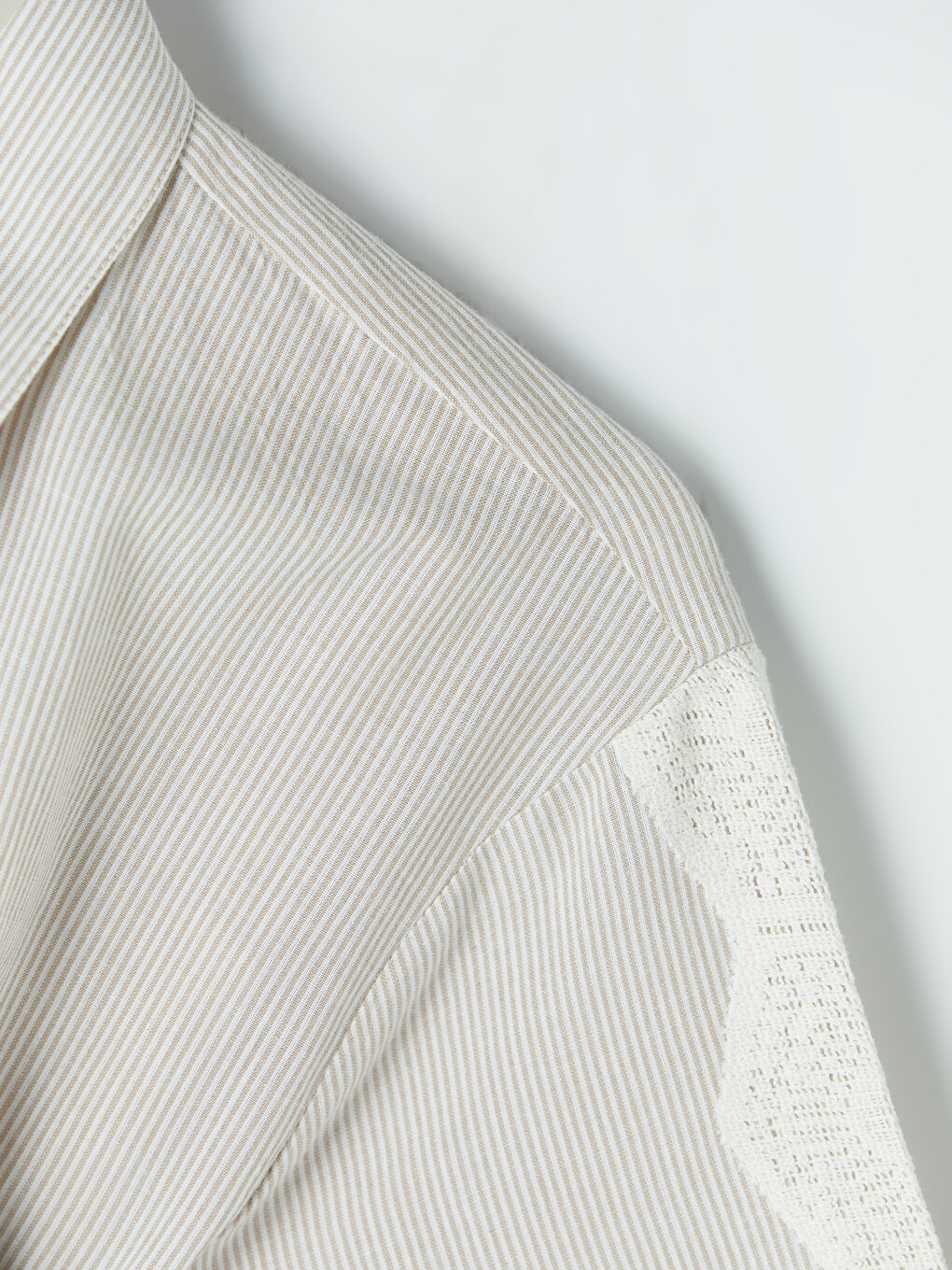Lace Detailed Striped Poplin Women's Shirt-7