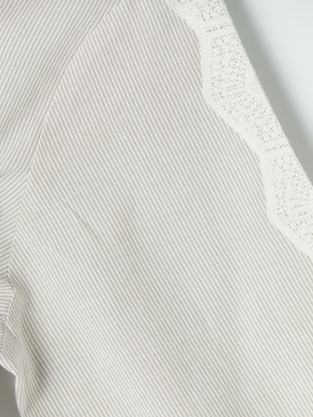 Lace Detailed Striped Poplin Women's Shirt-8