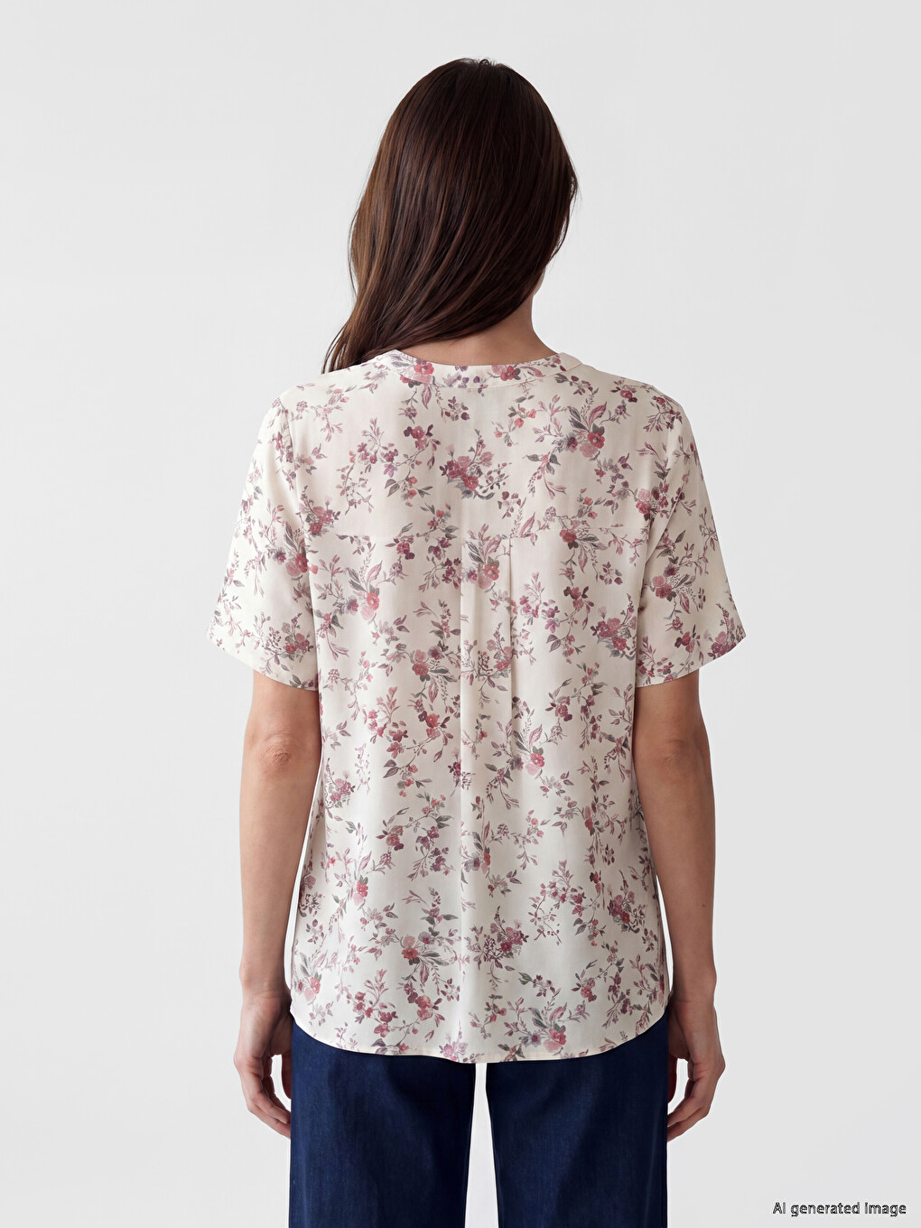 Bluza sa okovratnikom i cvetnim dezenom-3