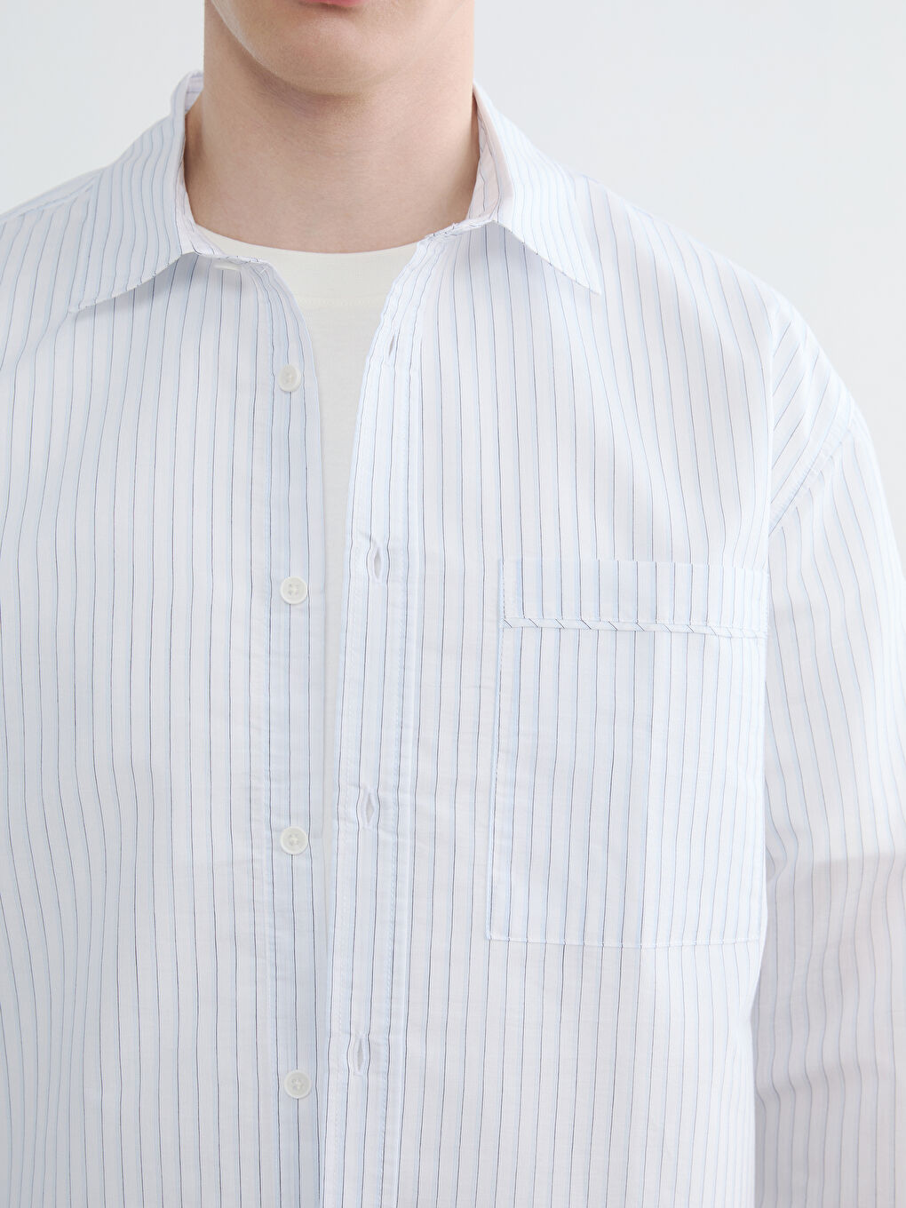 Mavi Regular Fit Çizgili Poplin Erkek Gömlek-2