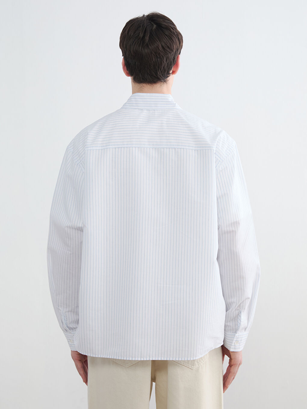 Mavi Regular Fit Çizgili Poplin Erkek Gömlek-3