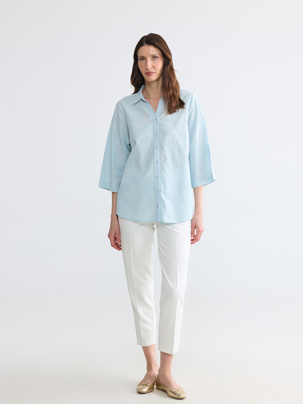 Embroidered Poplin Women's Shirt-1