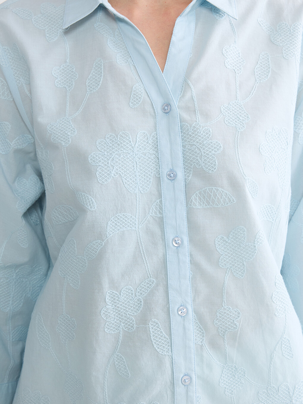 Embroidered Poplin Women's Shirt-2