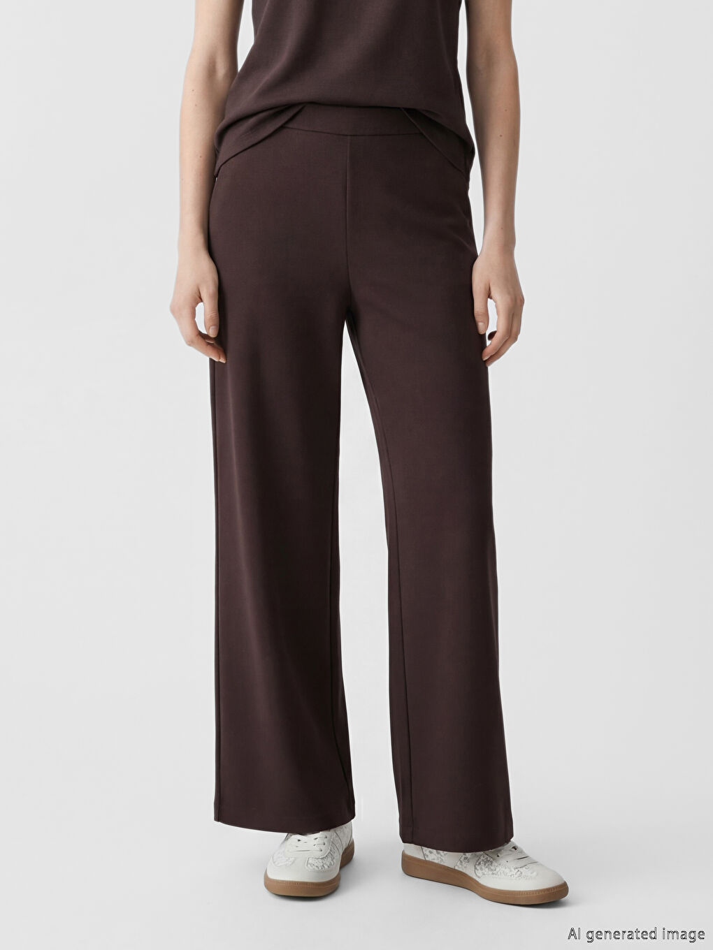 Kahverengi Beli Lastikli Kadın Pantolon	-1