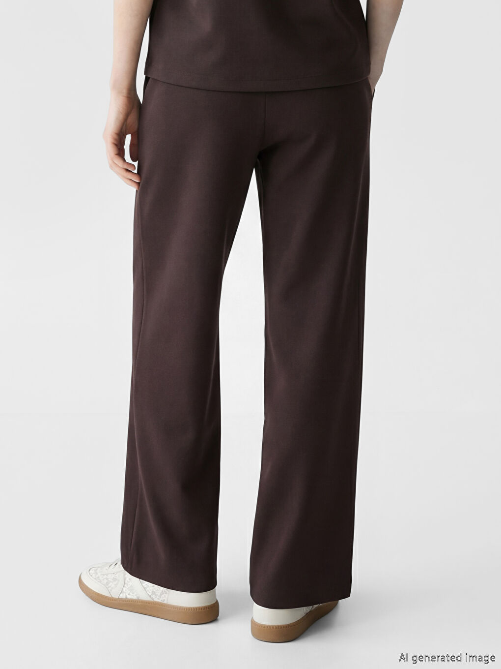 Kahverengi Beli Lastikli Kadın Pantolon	-2