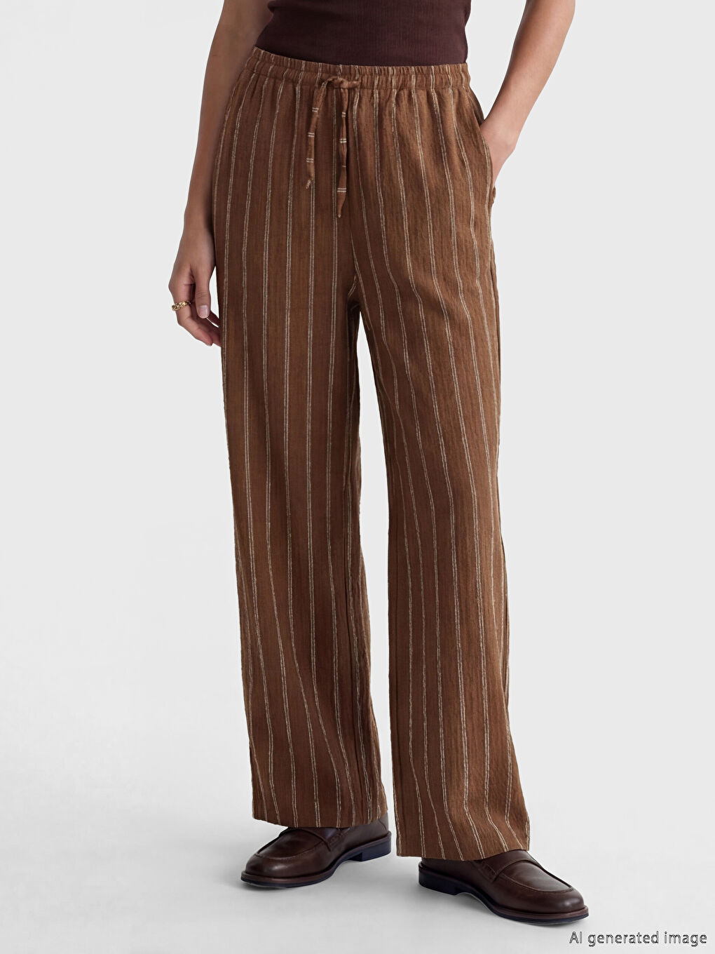 Elastic Waist Striped Women's Sweatpants-1