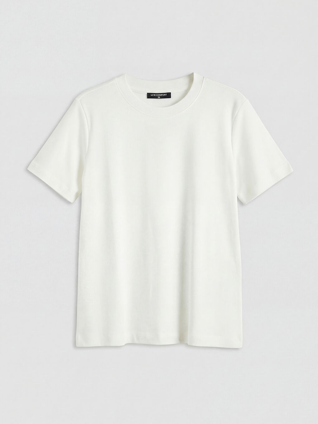 Beyaz Bisiklet Yaka Kadın Tişört