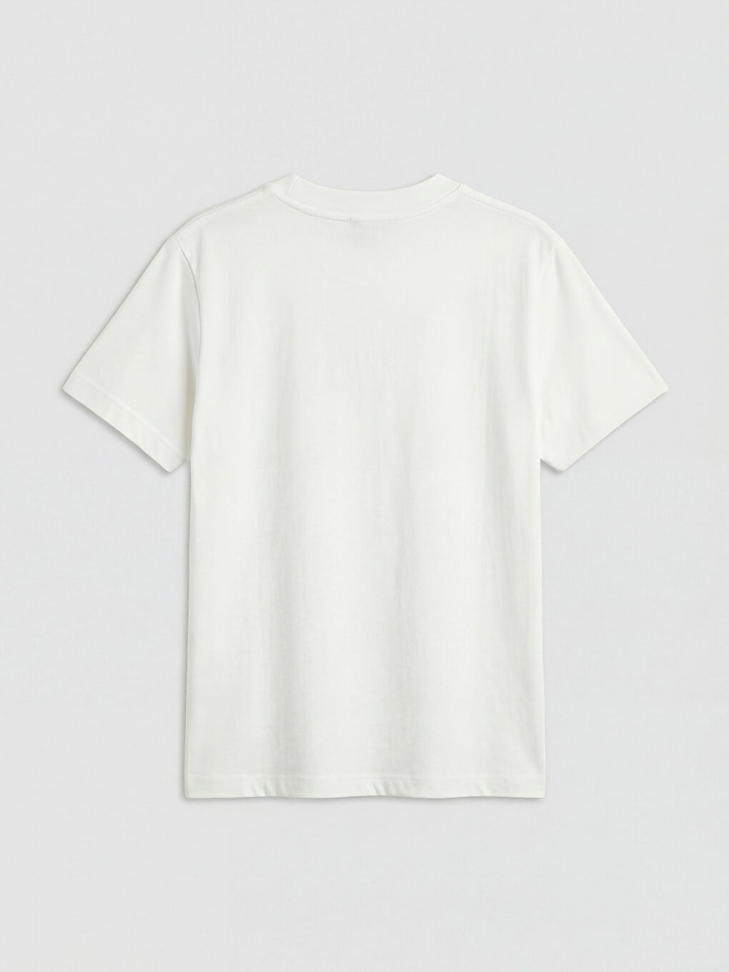 Beyaz Bisiklet Yaka Kadın Tişört-1