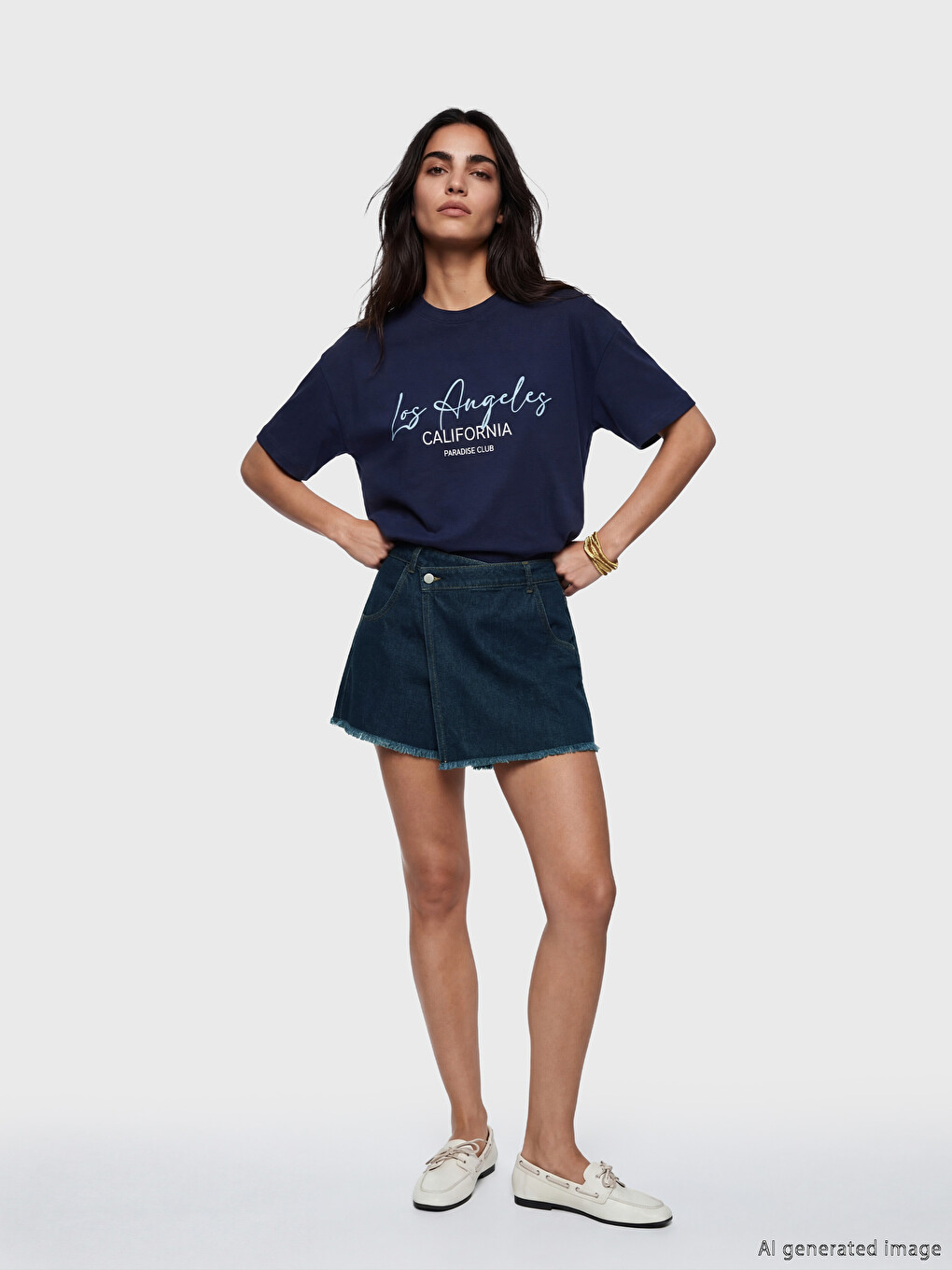 High Waisted Women's Denim Overlay Shorts