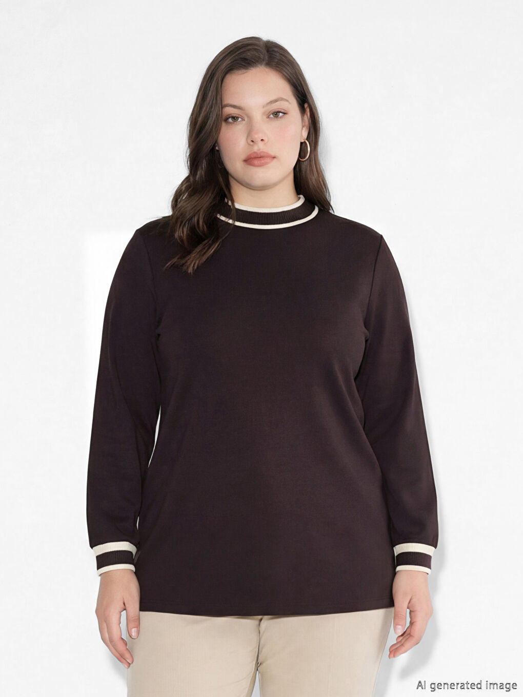 Mürdüm Dik Yaka Soft Touch Kadın Sweatshirt Tunik-2