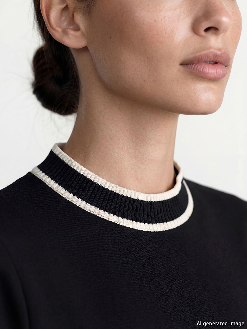 بلوزة للسيدات بملمس ناعم مع ياقة قمعية-5