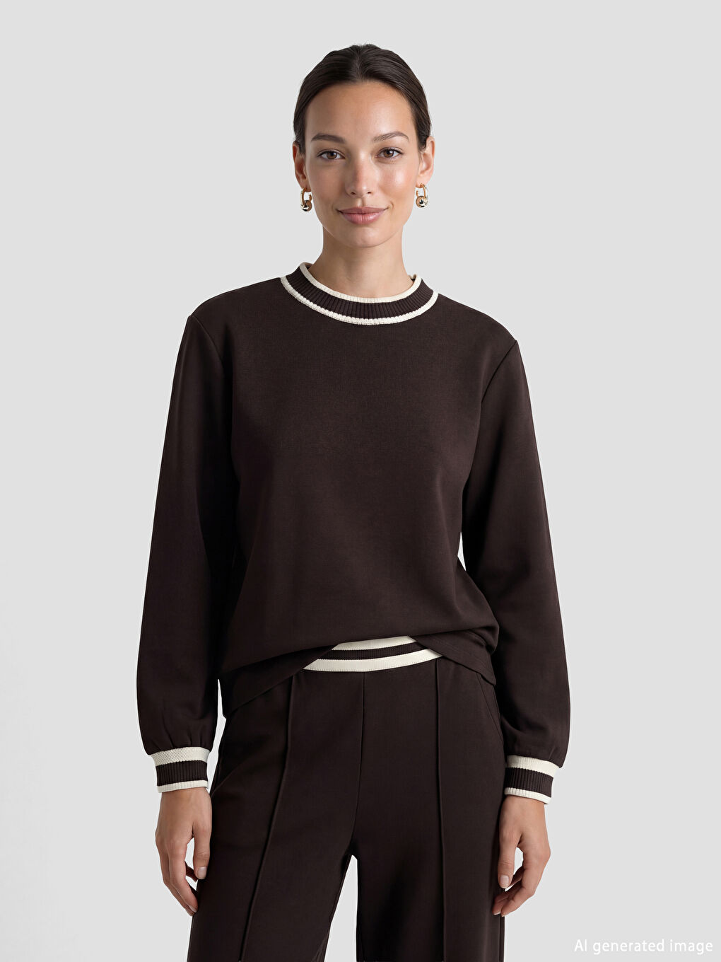 Mürdüm Dik Yaka Soft Touch Kadın Sweatshirt Tunik-1