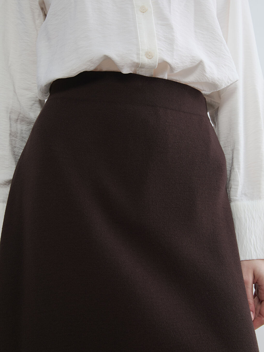 Kahverengi Beli Lastikli A Kesim Triko Etek-2