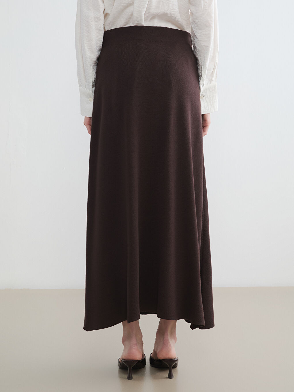 Kahverengi Beli Lastikli A Kesim Triko Etek-3