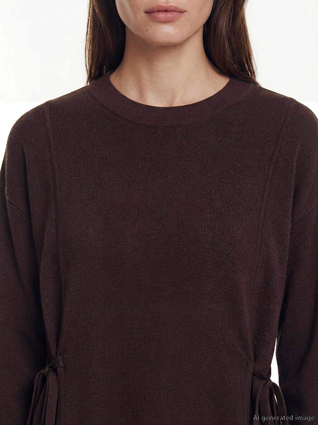 Kahverengi Bisiklet Yaka Kadın Triko Tunik-2