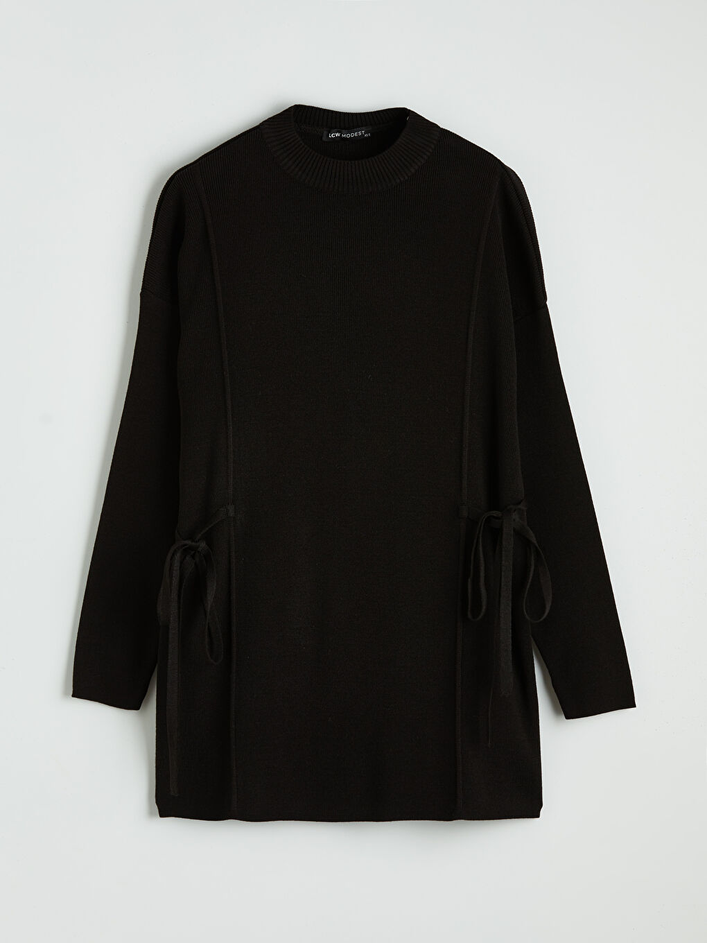 Siyah Bisiklet Yaka Oversize Kadın Triko Tunik