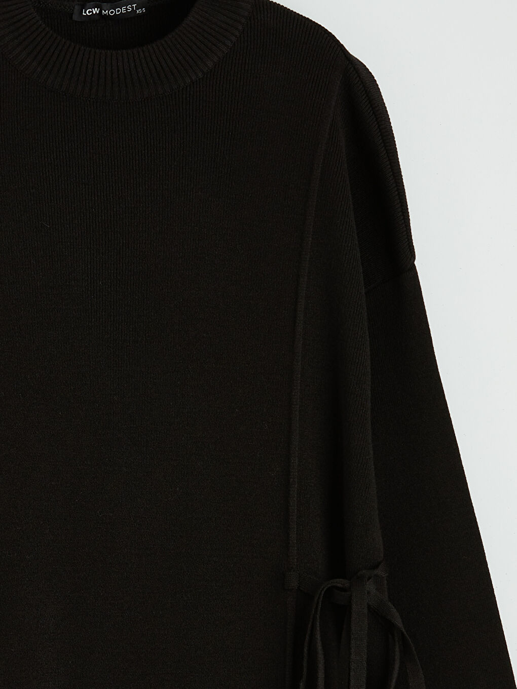 Siyah Bisiklet Yaka Oversize Kadın Triko Tunik-1