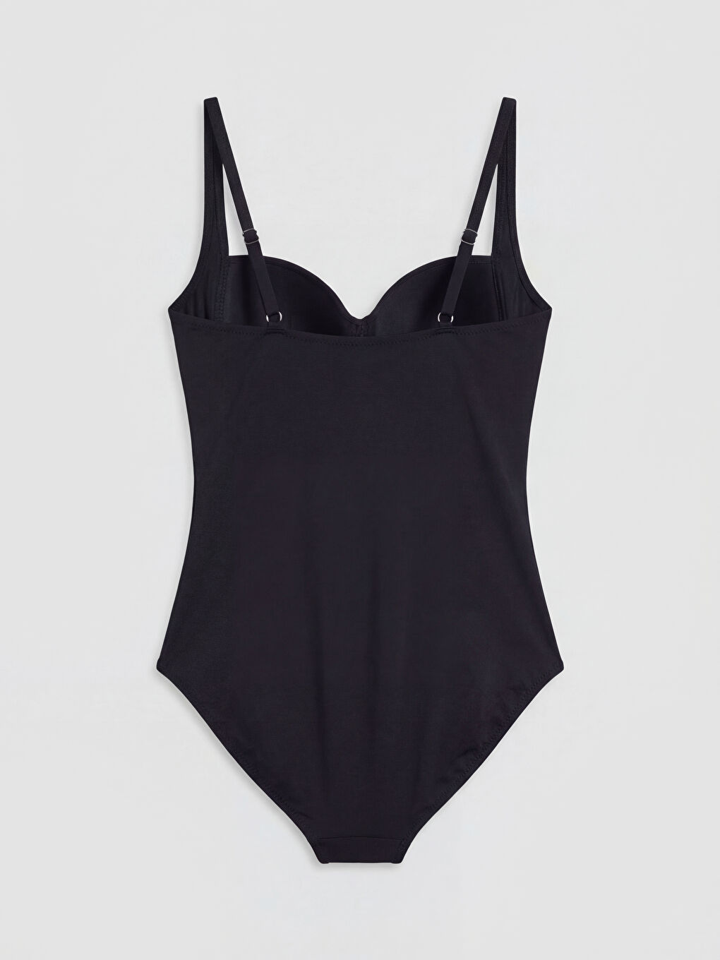 Siyah Kalp Yaka Büzgü Detaylı Kadın Mayo-1