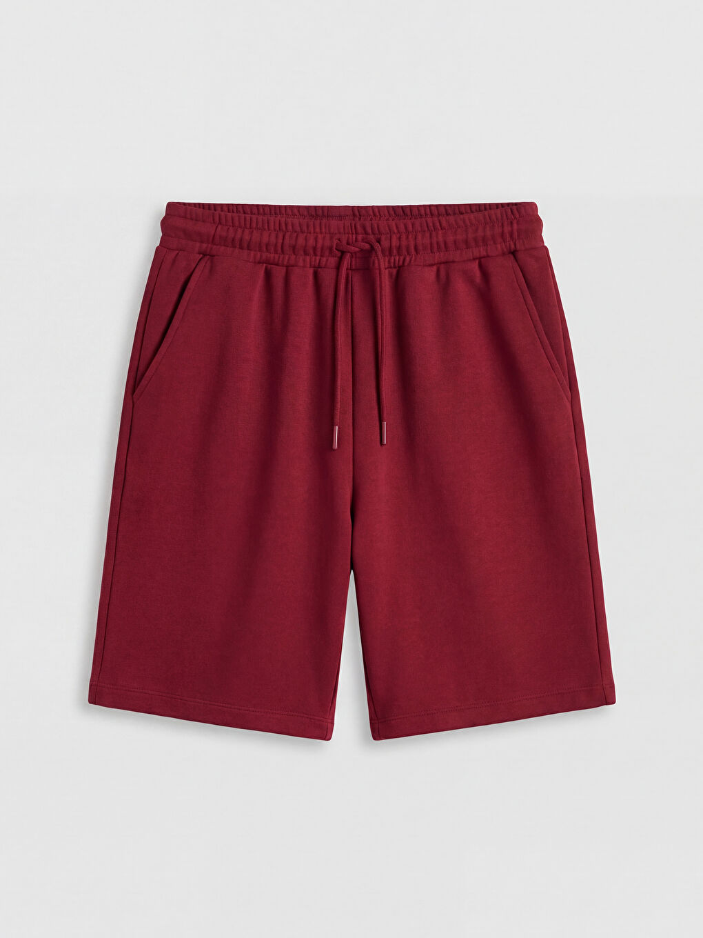 Bordo Beli Lastikli Kadın Şort-4