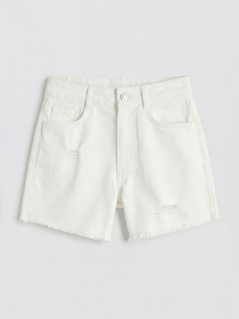 Ekru Kız Çocuk Jean Şort ve Saç Bandı-1