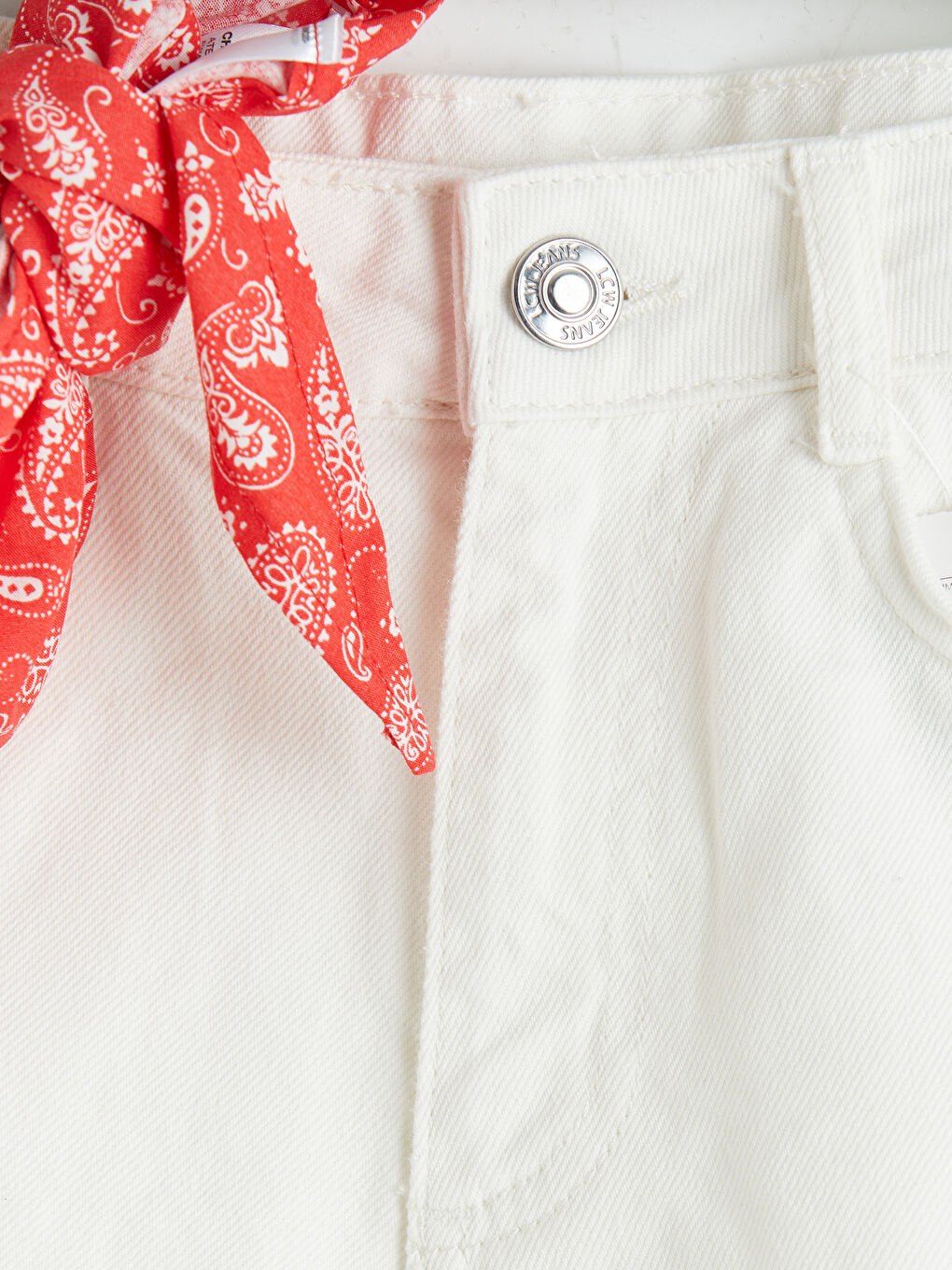 Ekru Kız Çocuk Jean Şort ve Saç Bandı-3