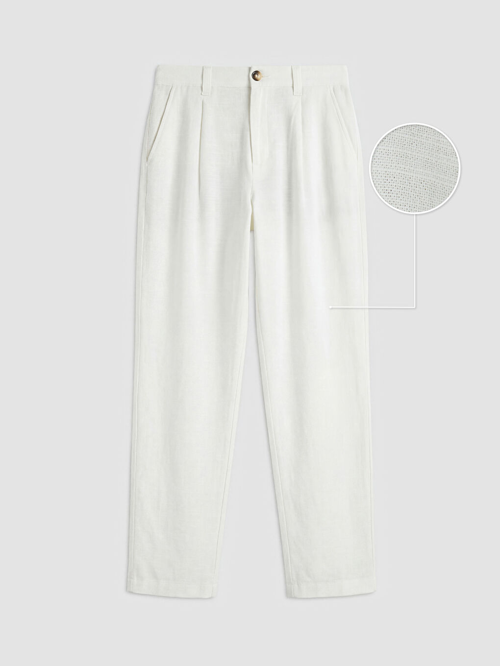 Ekru Standart Kalıp Erkek Pileli Pantolon