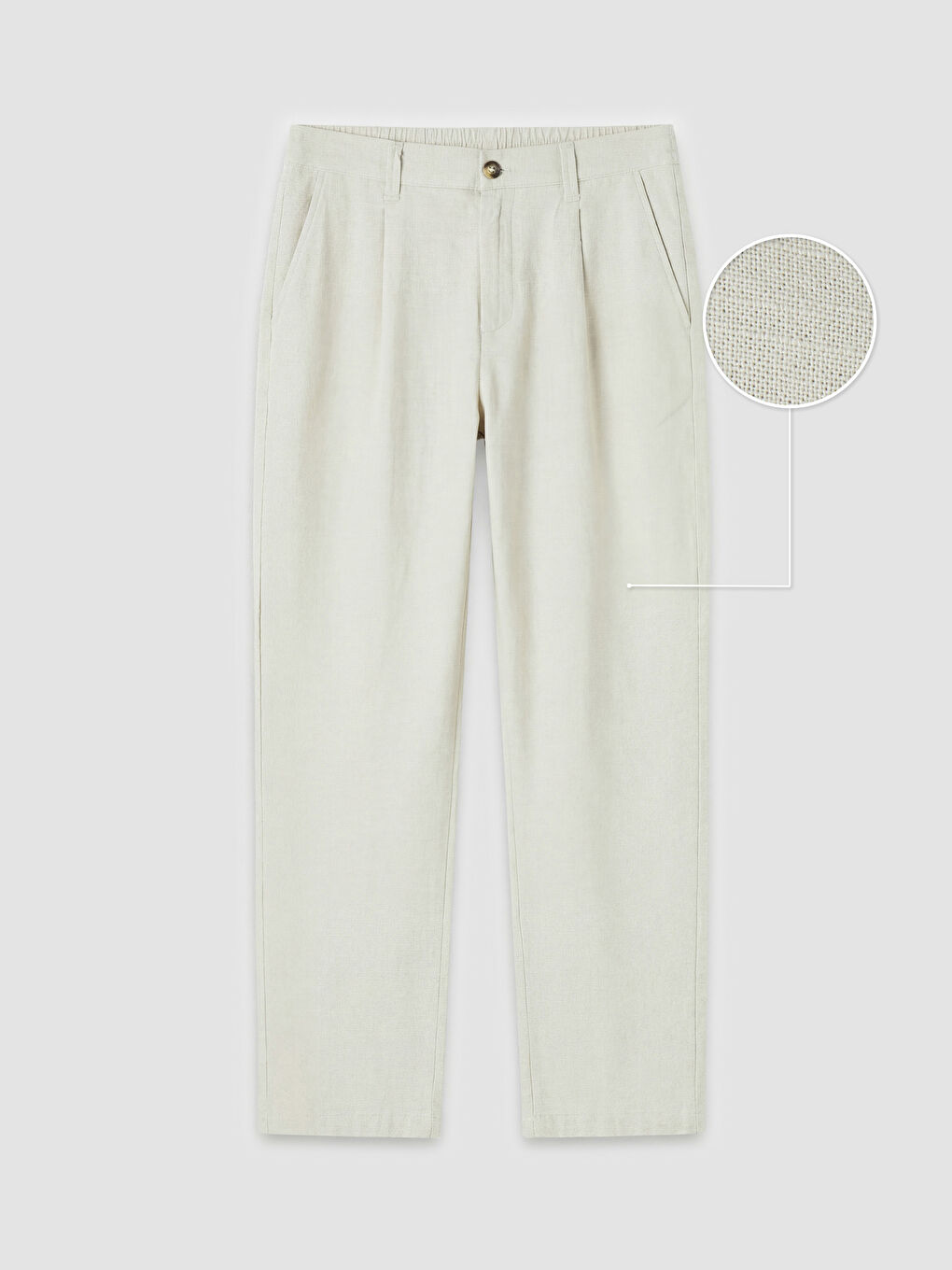 Bej Standart Kalıp Pileli Erkek Dokulu Pantolon