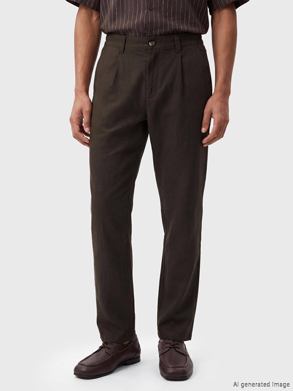 Standard Fit Men's Textured Pleated Trousers-1