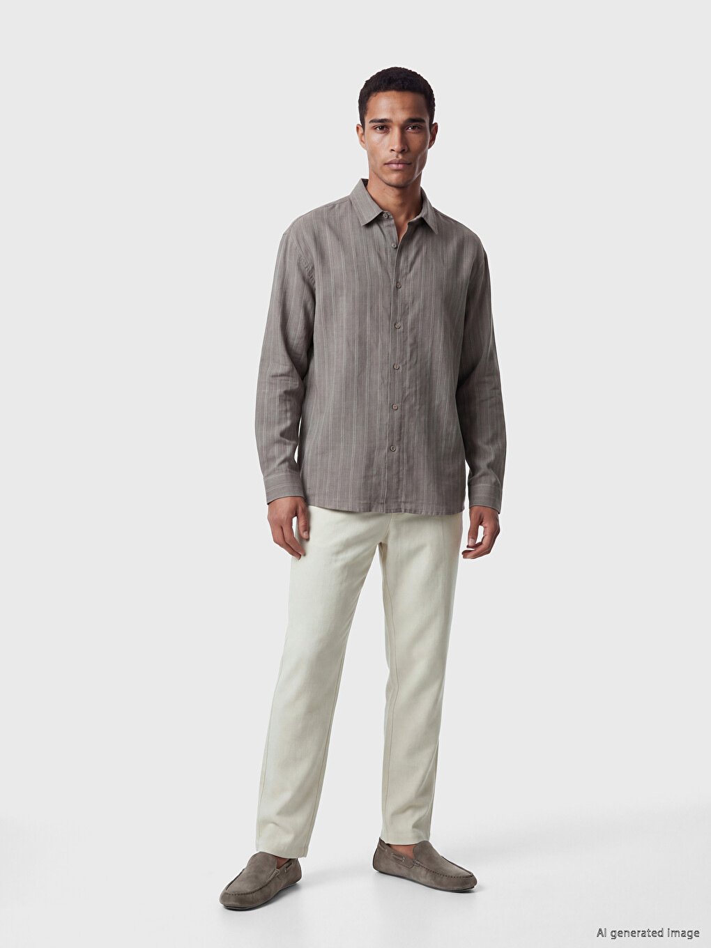 Standard Fit Pleated Men's Textured Trousers