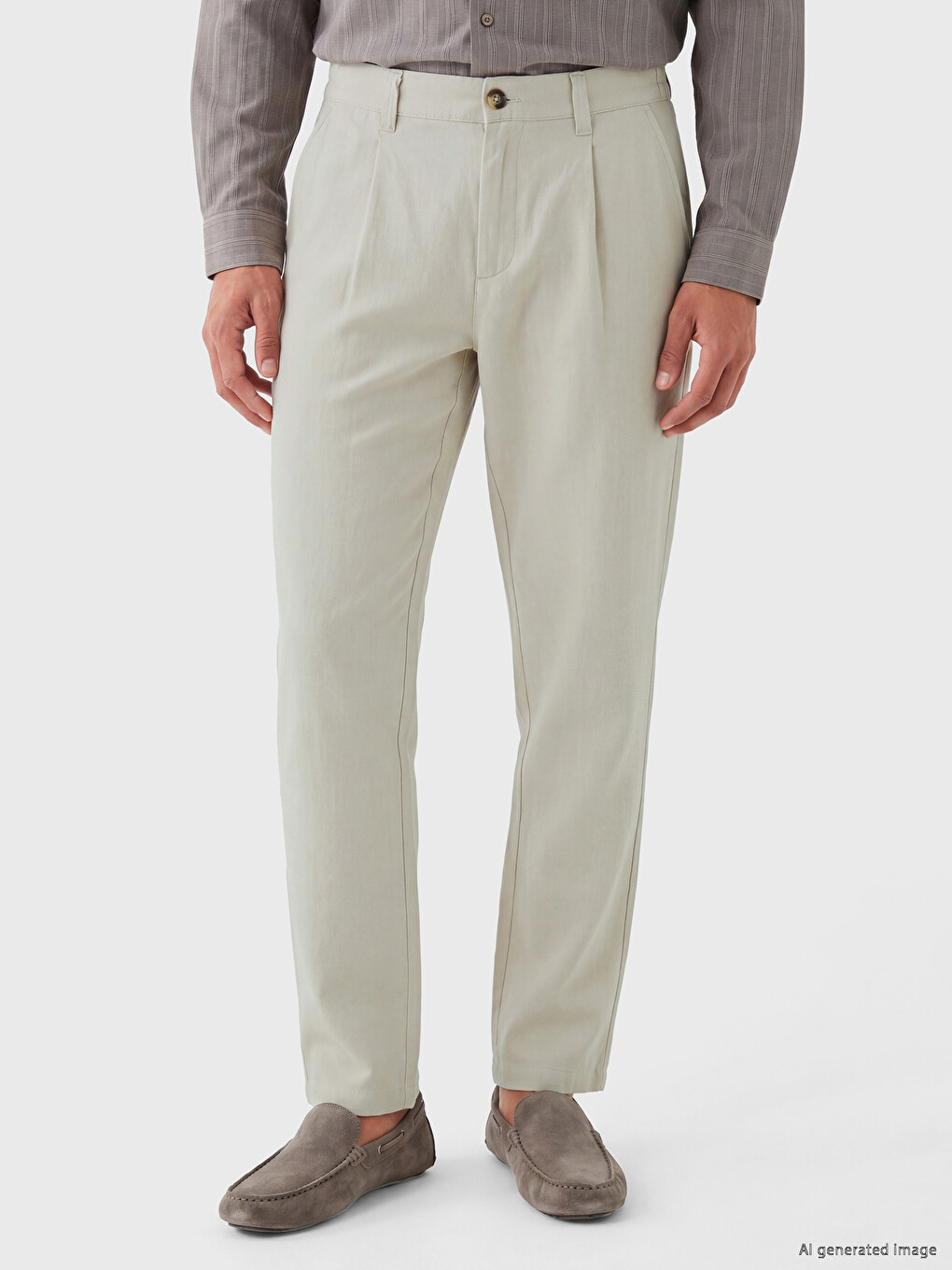 Standard Fit Pleated Men's Textured Trousers-1