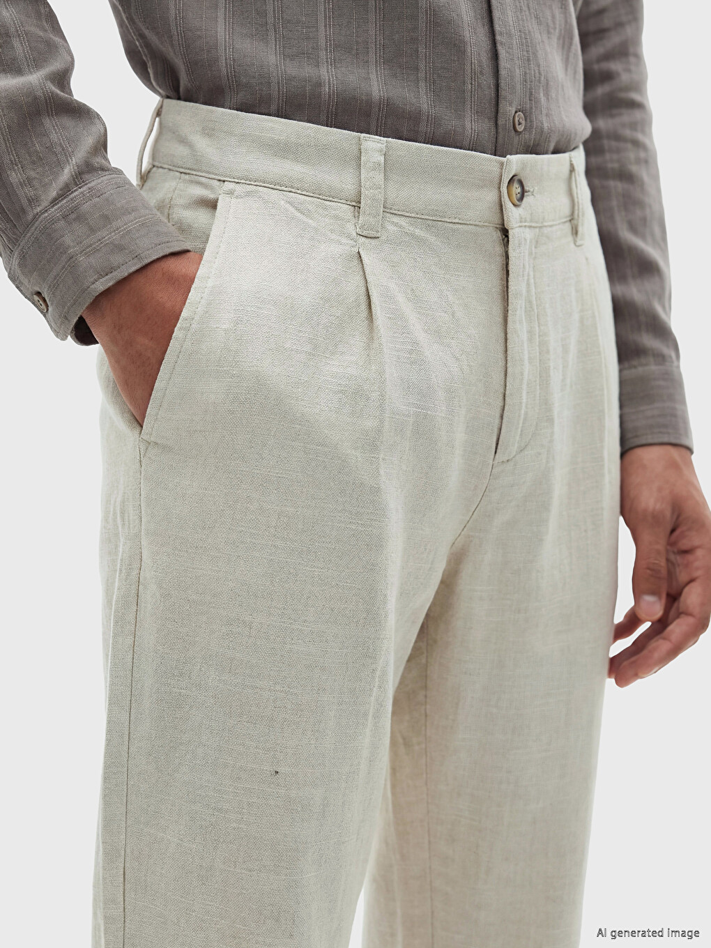 Standard Fit Pleated Men's Textured Trousers-2