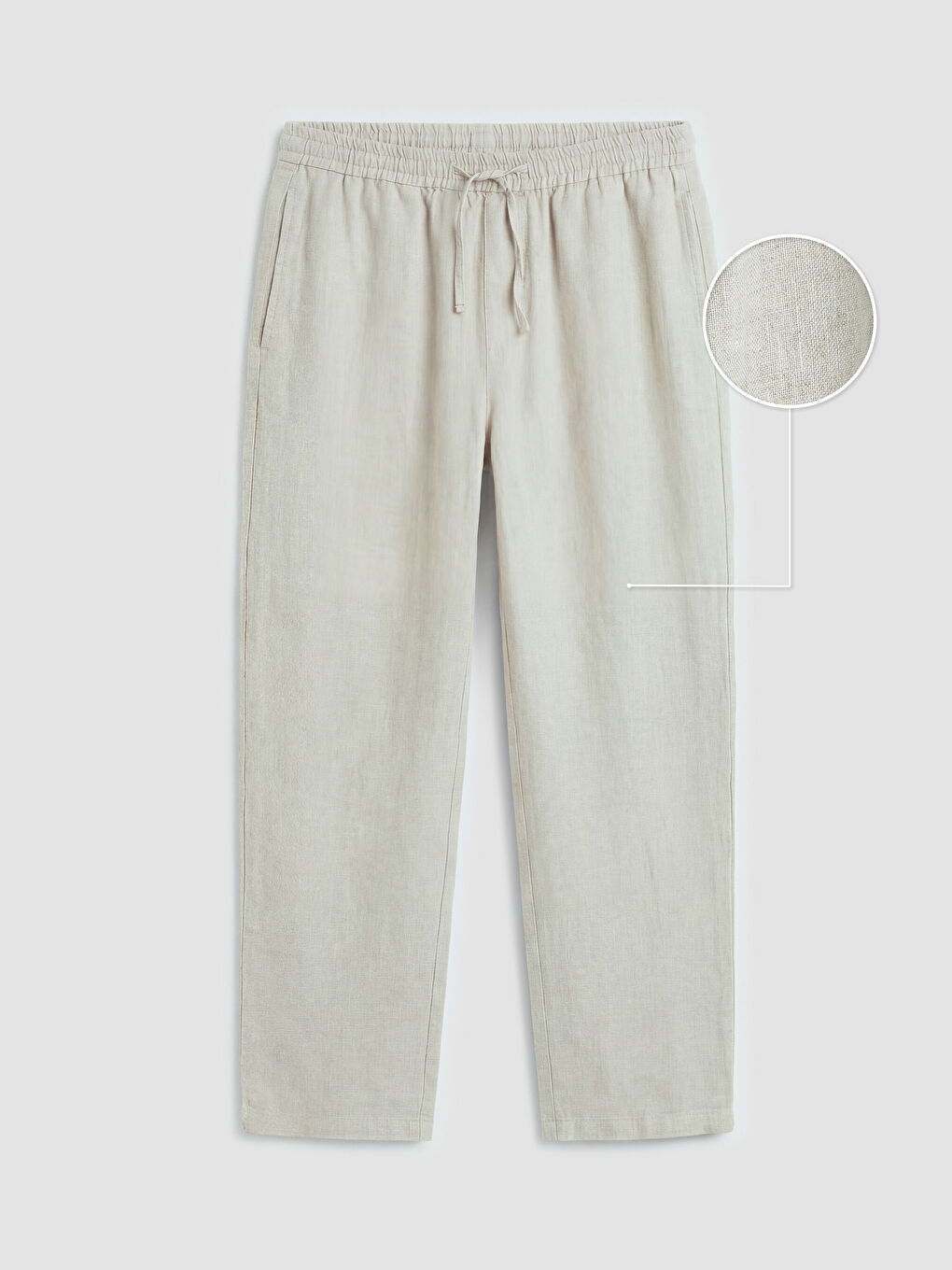 Bej Regular Fit %100 Keten Erkek Pantolon