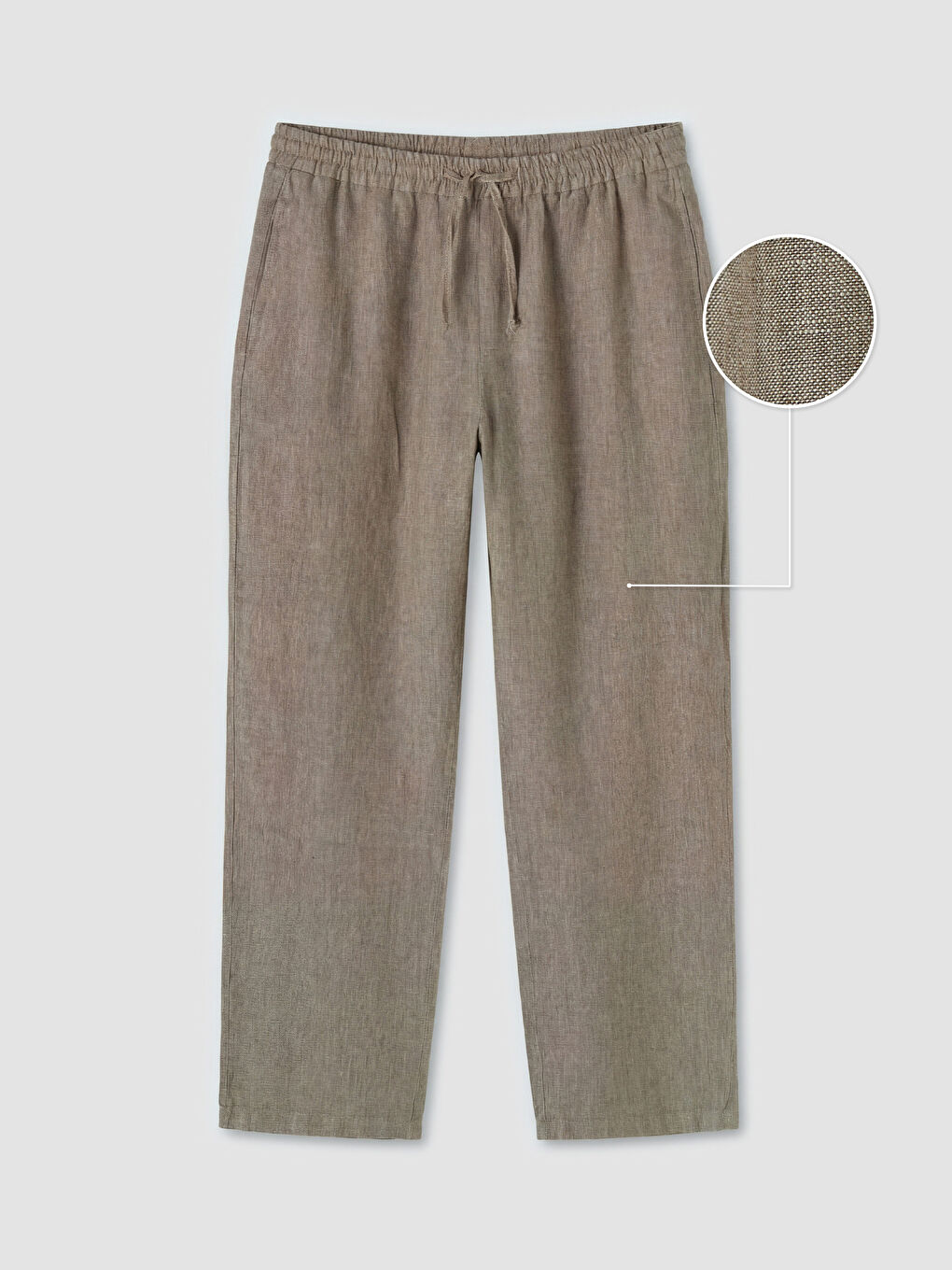 Kahverengi Regular Fit %100 Keten Erkek Pantolon