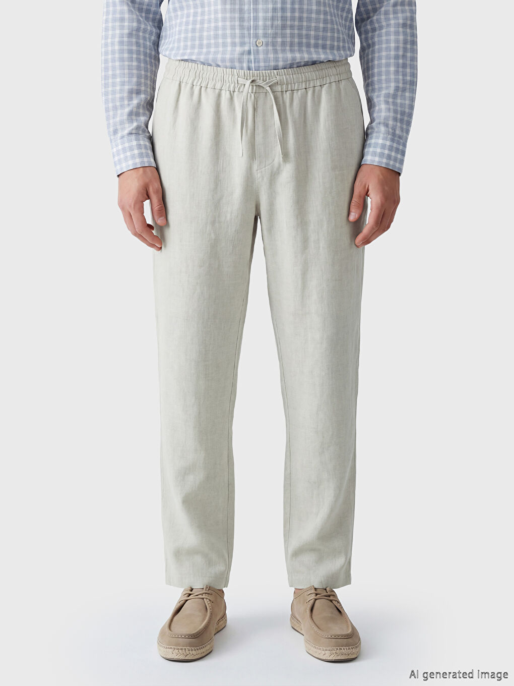 Regular Fit %100 Linen Men's Trousers-1