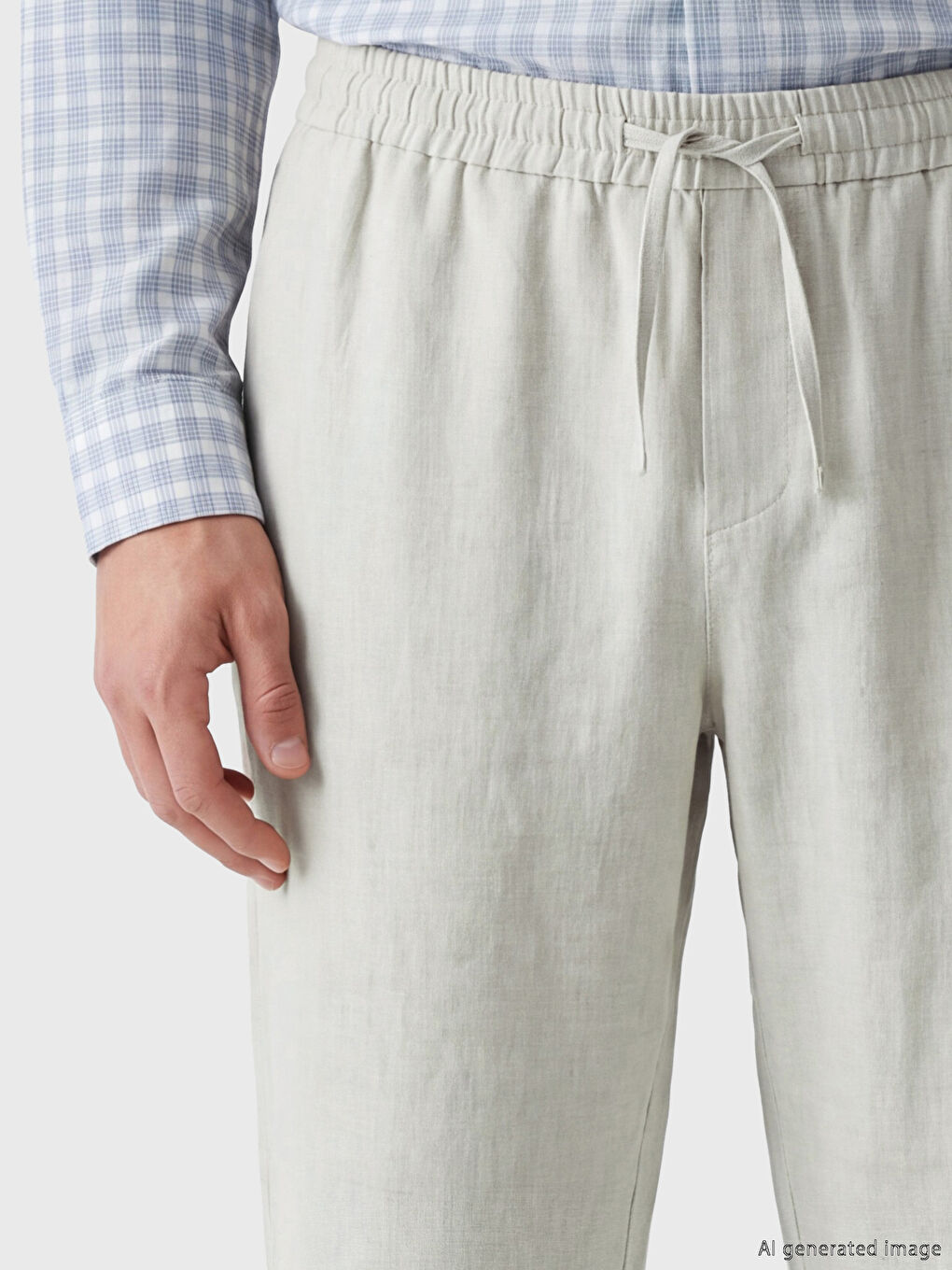 Regular Fit %100 Linen Men's Trousers-2